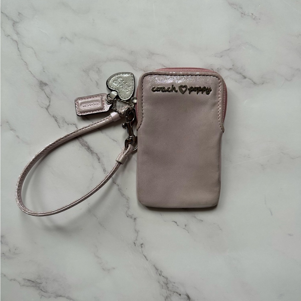 Coach Poppy OS Pink Shimmer Phone Wallet